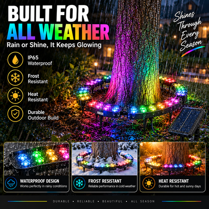 🌈 Solar RGB Tree Ring Light – 7-Color Outdoor Landscape Uplighting