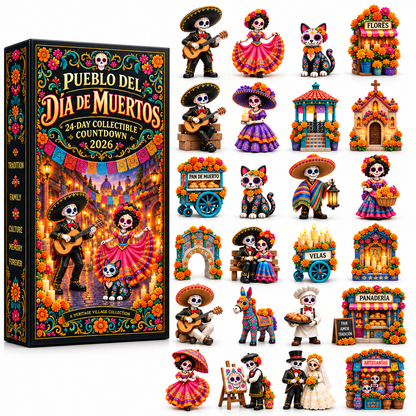 🔥Pueblo del Día de Muertos 2026 – 24-Day Day of the Dead Collectible Countdown Calendar with 24 Unique Miniatures