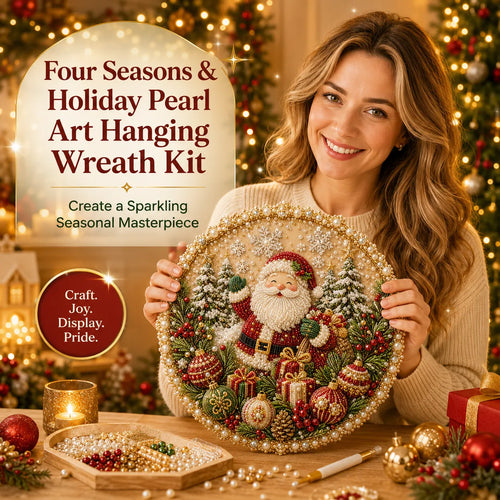 🌸 Four Seasons Pearl Art Wreath Kit – DIY Holiday Decor