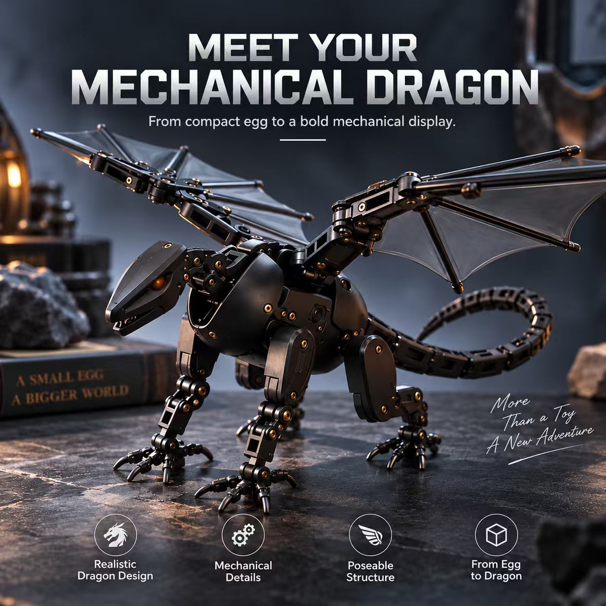 ⏳Last Day 50% OFF|⚫DragonMorph – Egg to Dragon Transforming Mechanical Toy
