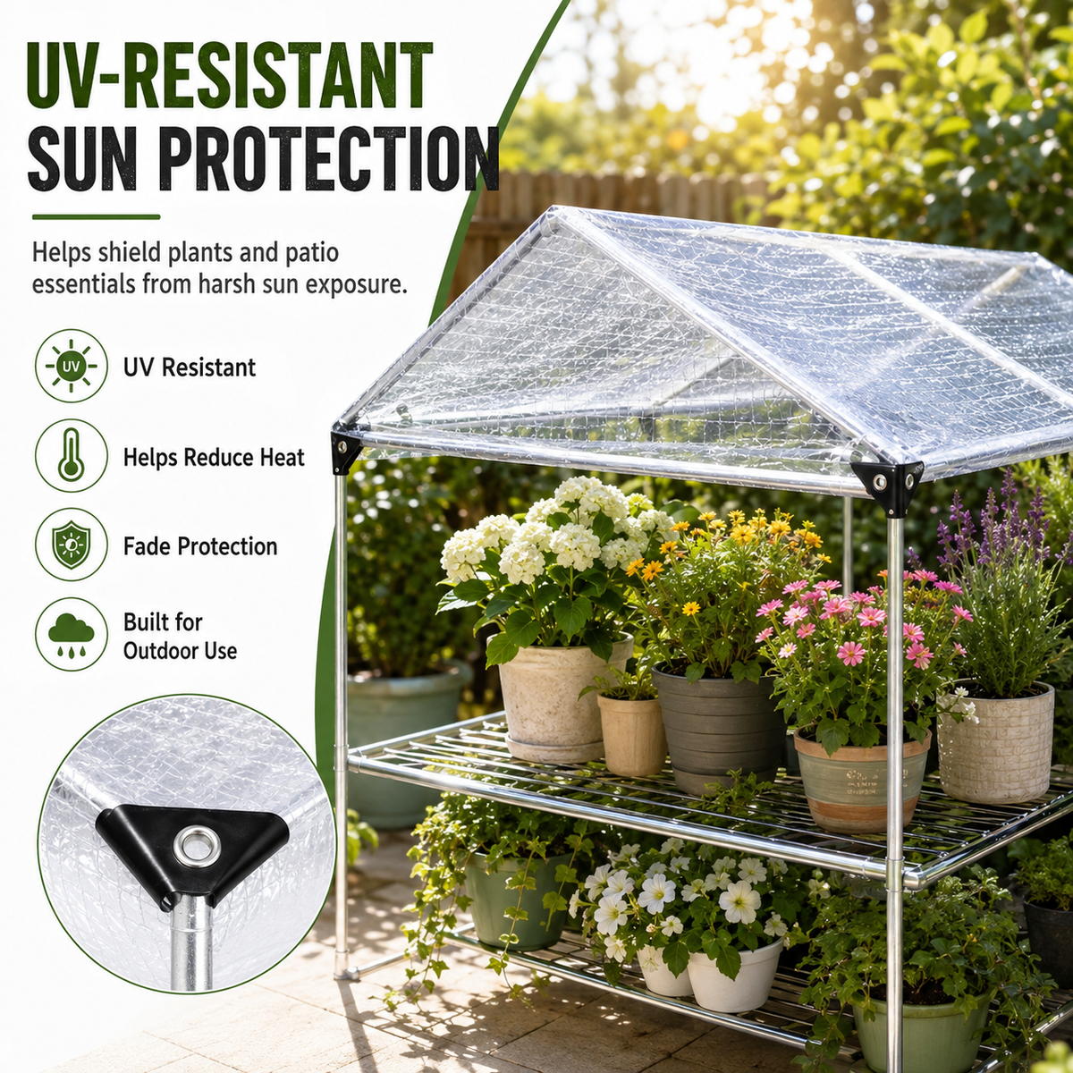 🔥Clear Waterproof PE Tarp, Transparent Outdoor Cover with Metal Grommets）