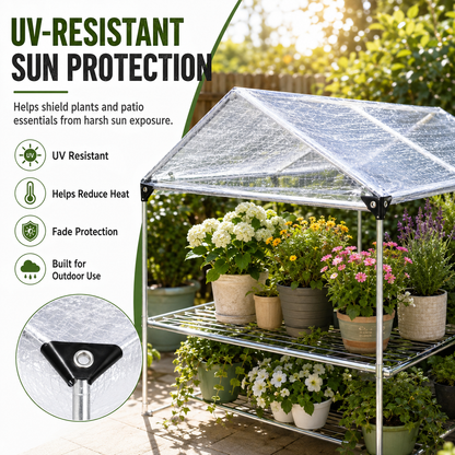 🔥Clear Waterproof PE Tarp, Transparent Outdoor Cover with Metal Grommets）