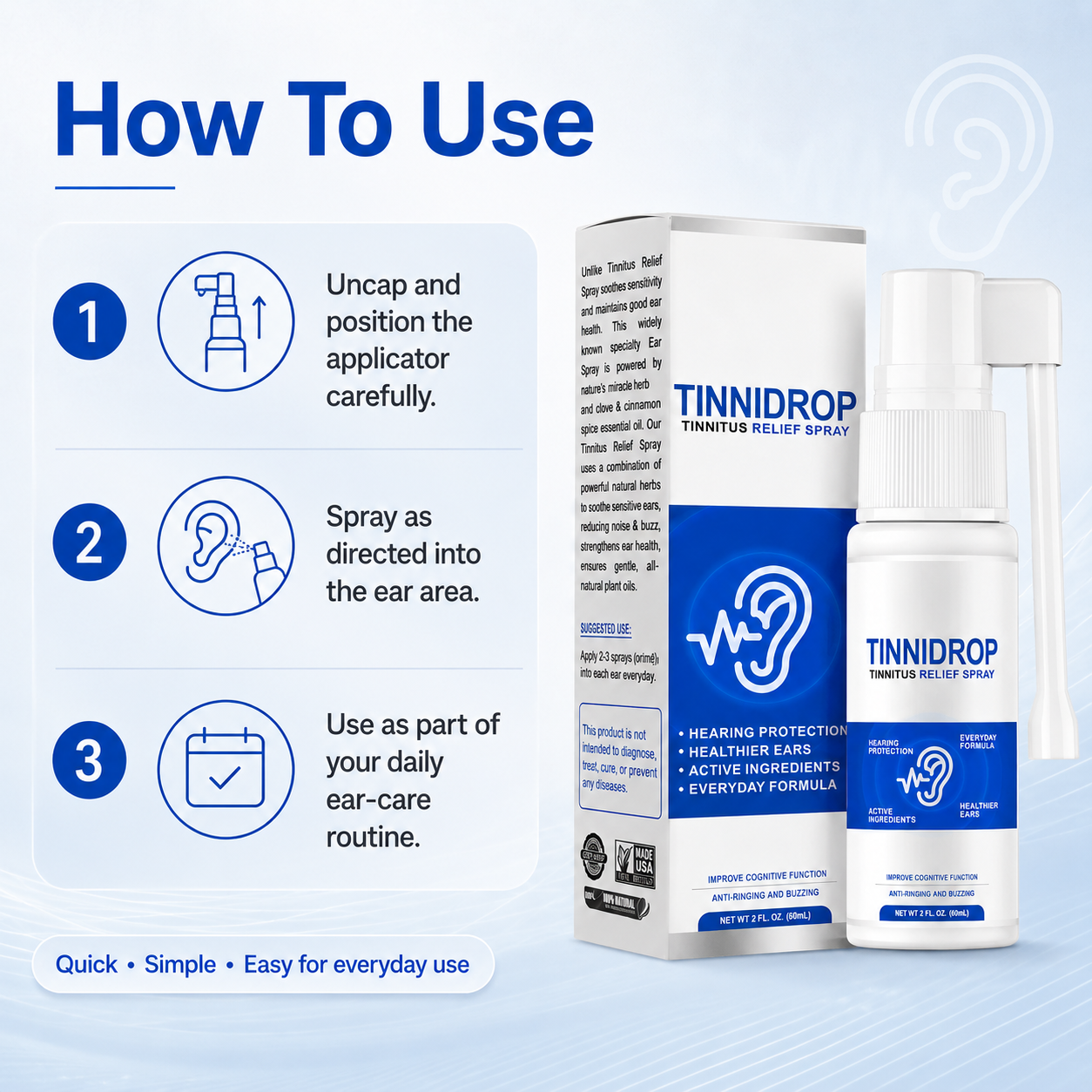 Effective Tinnitus Relief Spray-Daily Care Of The Ears
