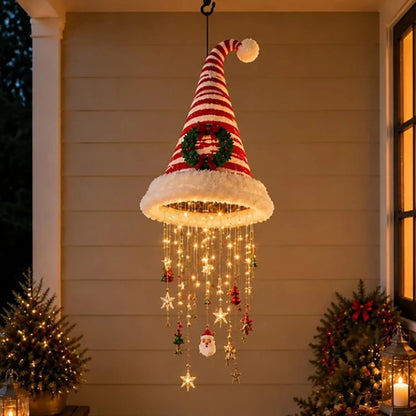 🎄🎅Santa Hat LED Hanging Light - A classic Santa hat raining warm fairy lights & Christmas charms