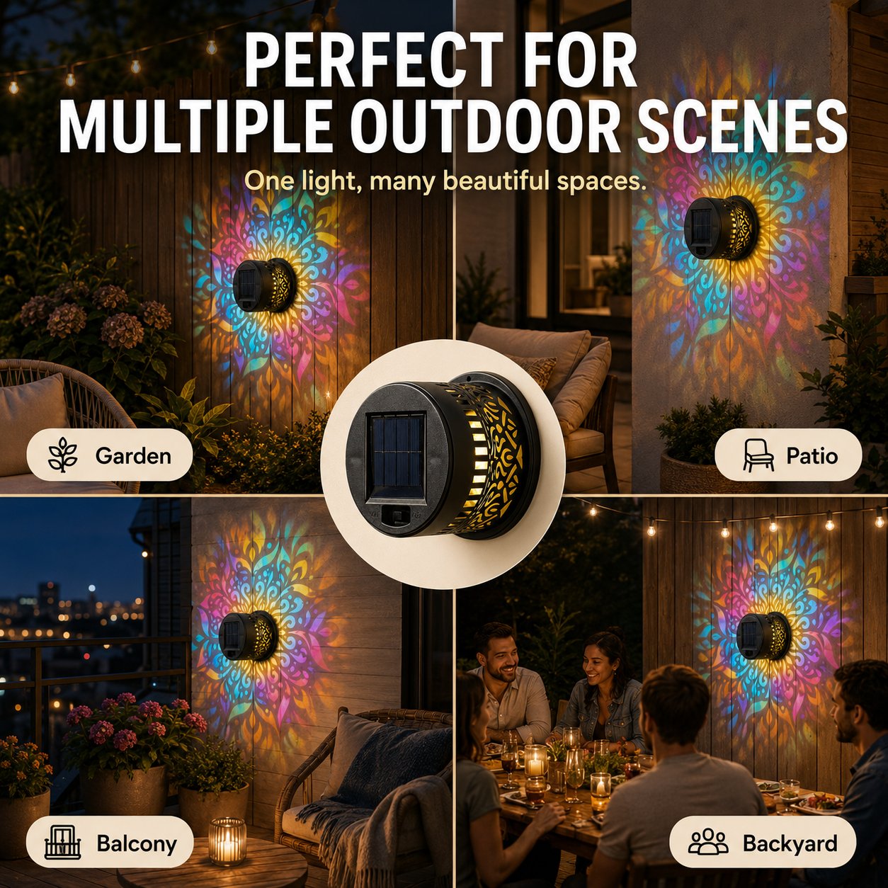 🏡Mandala Pattern Solar Wall Light Garden Yard Ambient Lighting