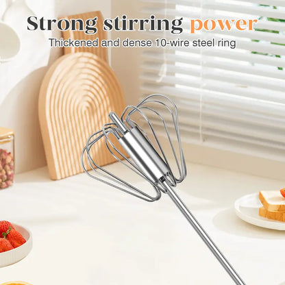 ✨Hand Push Rotary Egg Beater, Stainless Steel Whisk for Quick Mixing