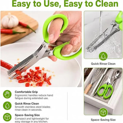 ✂️5-Blade Stainless Steel Herb Scissors with Protective Sheath✨