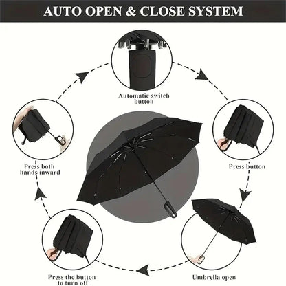 🌂Automatic Folding Umbrella,Portable Rain Umbrella with Loop Buckle, Windproof & Waterproof Umbrella for Men & Women
