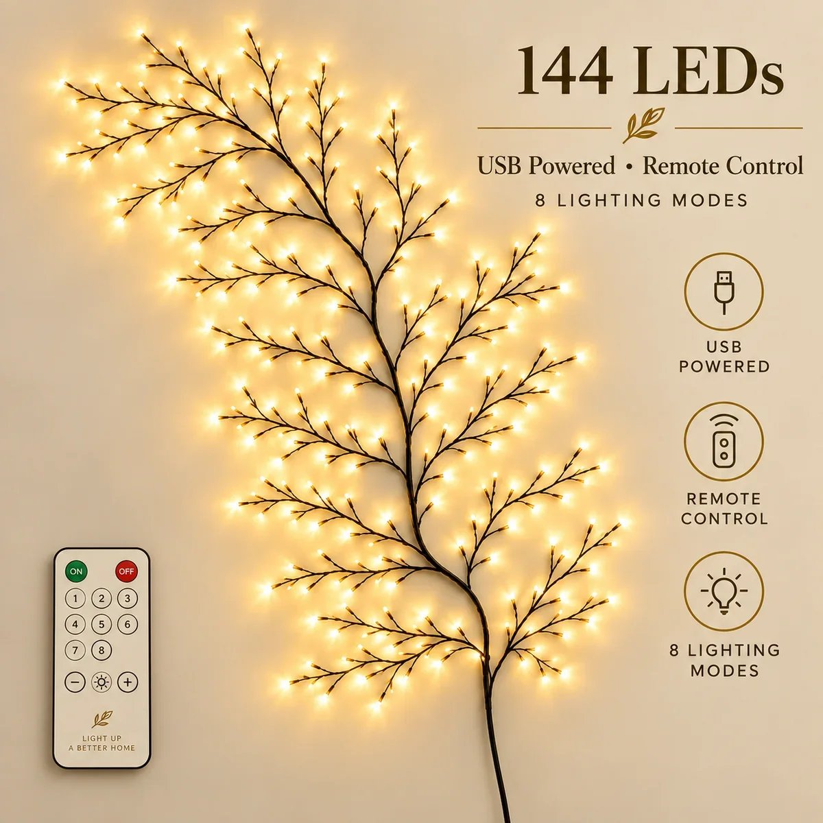✨ Flexible LED Branch Lights | Remote-Controlled Holiday Wall Decor - image 13