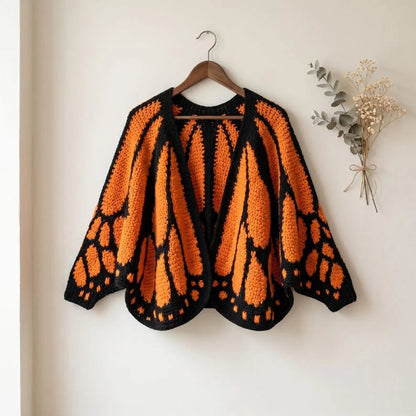 Limited edition of 120 pieces-Monarch Butterfly Cardigan – Handcrafted Statement Piece 🦋