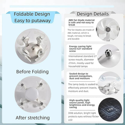 ✨2026 New E27 Socket Ceiling Fan Light - 2-in-1 Silent LED Fan with Remote Control