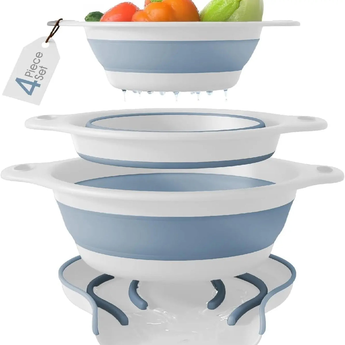 🔥3-Piece Collapsible Colander Set with Self-Draining Base🔥