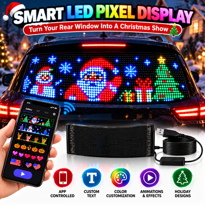 🔥New Smart LED Pixel Car Display — App-Controlled Custom Text, Colors & Animations