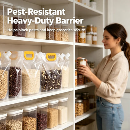 🌾5pcs/pack Reusable Pantry Storage Bags – Moisture-Resistant Food Organizer with Pour Spout