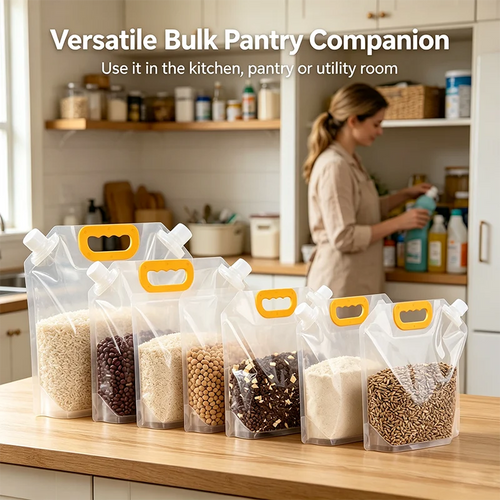 🌾5pcs/pack Reusable Pantry Storage Bags – Moisture-Resistant Food Organizer with Pour Spout