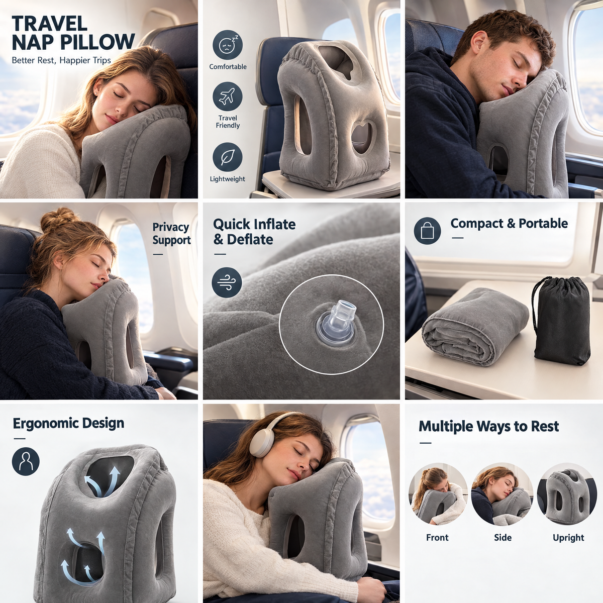 Inflatable Travel Sleep Pillow ✈️