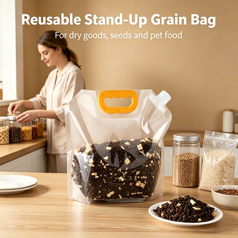 🌾5pcs/pack Reusable Pantry Storage Bags – Moisture-Resistant Food Organizer with Pour Spout