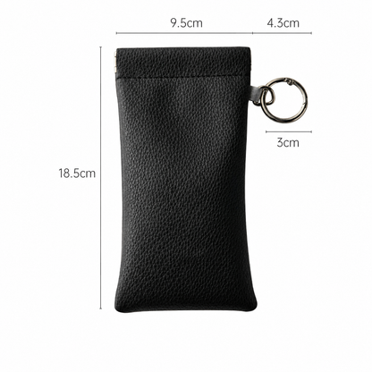 Soft PU Leather Sunglasses Pouch Elastic Opening Eyeglasses Bag