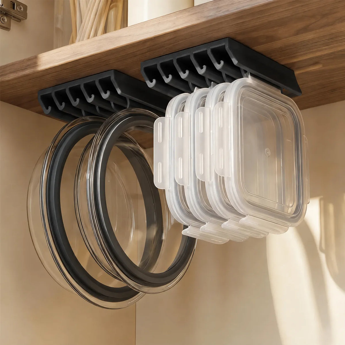🍱5-Slot Food Container Lid Organizer – 2-Pack