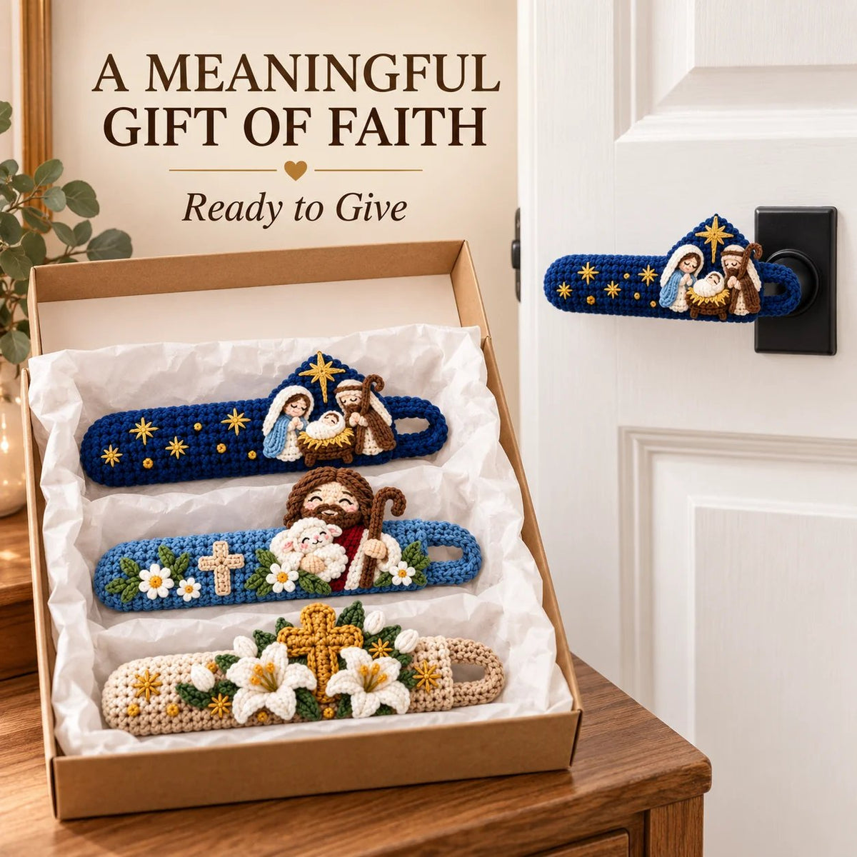 🔥Hand-Crocheted Blessing Door Handle Covers – Warm Handmade Home Decor