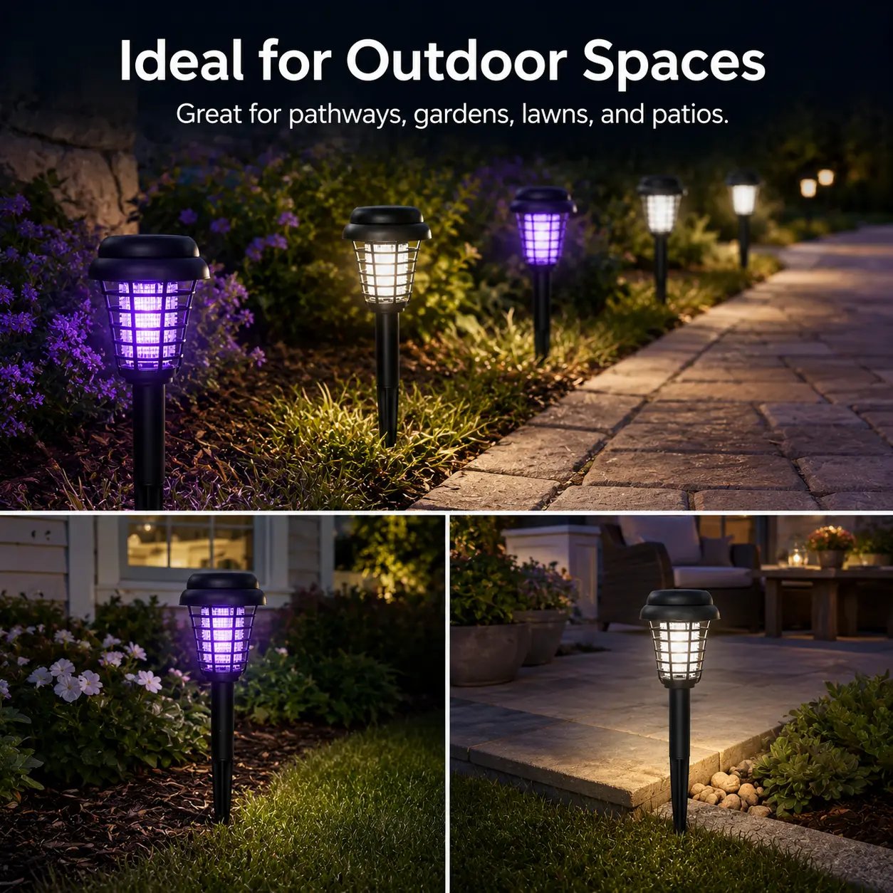 🔥Summer 50% OFF☀️ 2-in-1 Solar Bug Zapper – UV Mosquito Killer + Soft Pathway Light, Auto Dusk-to-Dawn, IP65
