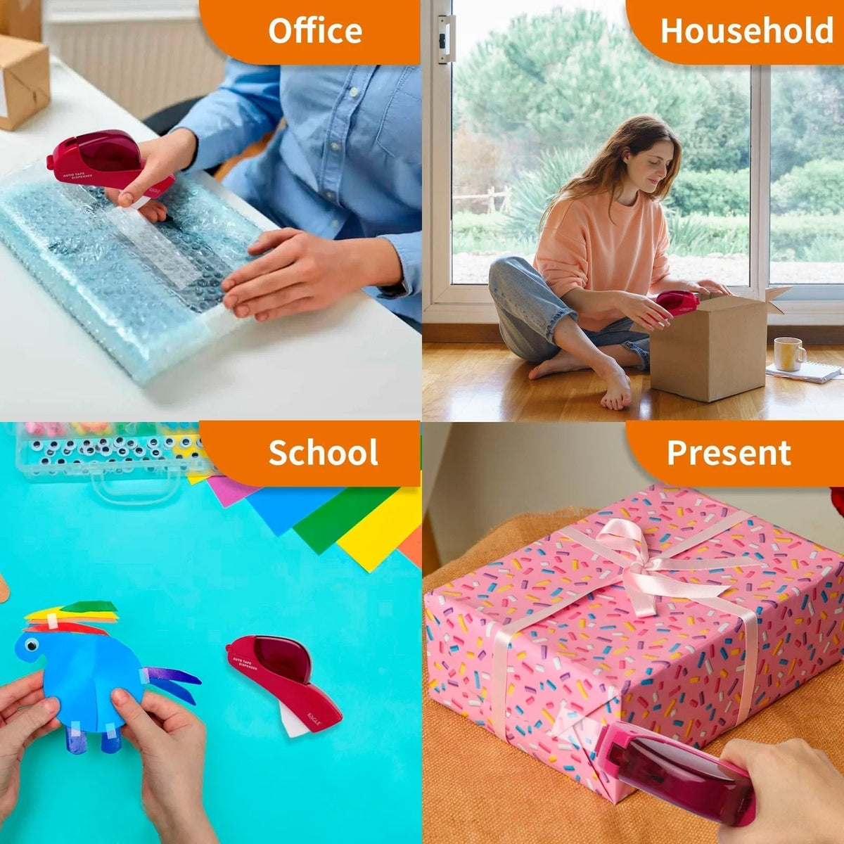 ✂️ One-Hand Tape Dispenser – Stop Reaching for Scissors Every Time