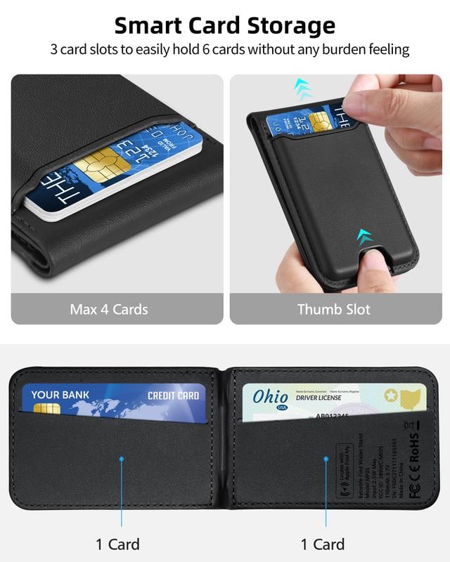 for Magsafe Wallet, Works with , Strongest Magnetic Wallet for Phone 16 15/14/13/12 promax plus Series, for Phone Wallet with Adjustable Stand, Wallet Tracker, 4 Cards Holder, Vegan Leather