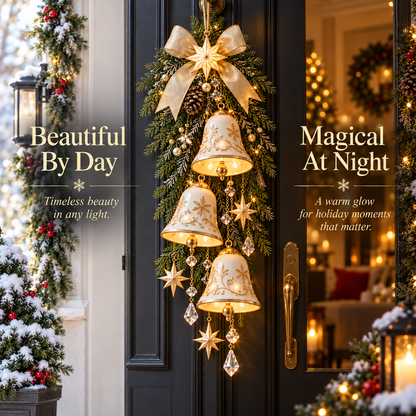 🎀🔔✨Last Day 49% OFF✨✨ Golden Bell Blessing Cascade™ – Lighted Christmas Door Decor