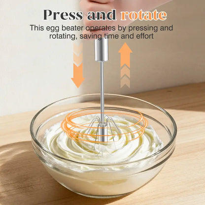 ✨Hand Push Rotary Egg Beater, Stainless Steel Whisk for Quick Mixing