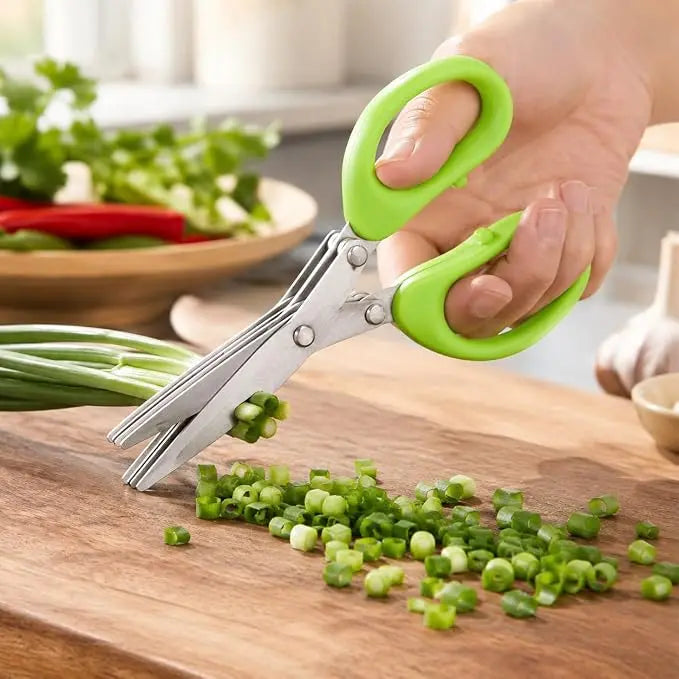 ✂️5-Blade Stainless Steel Herb Scissors with Protective Sheath✨