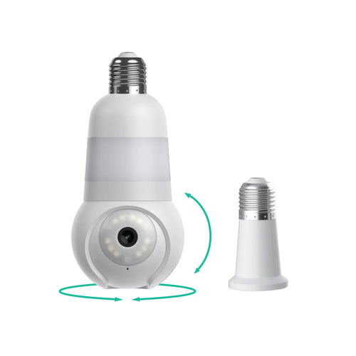 Luna Light Bulb Security Cam -2K 2.4GHz/5GHz WiFi, Indoor Outdoor Surveillance Monitoring Camera for Home, 360° Pan/Tilt, Color Night Vision, Built-In LED & Spotlight, Easy Installation