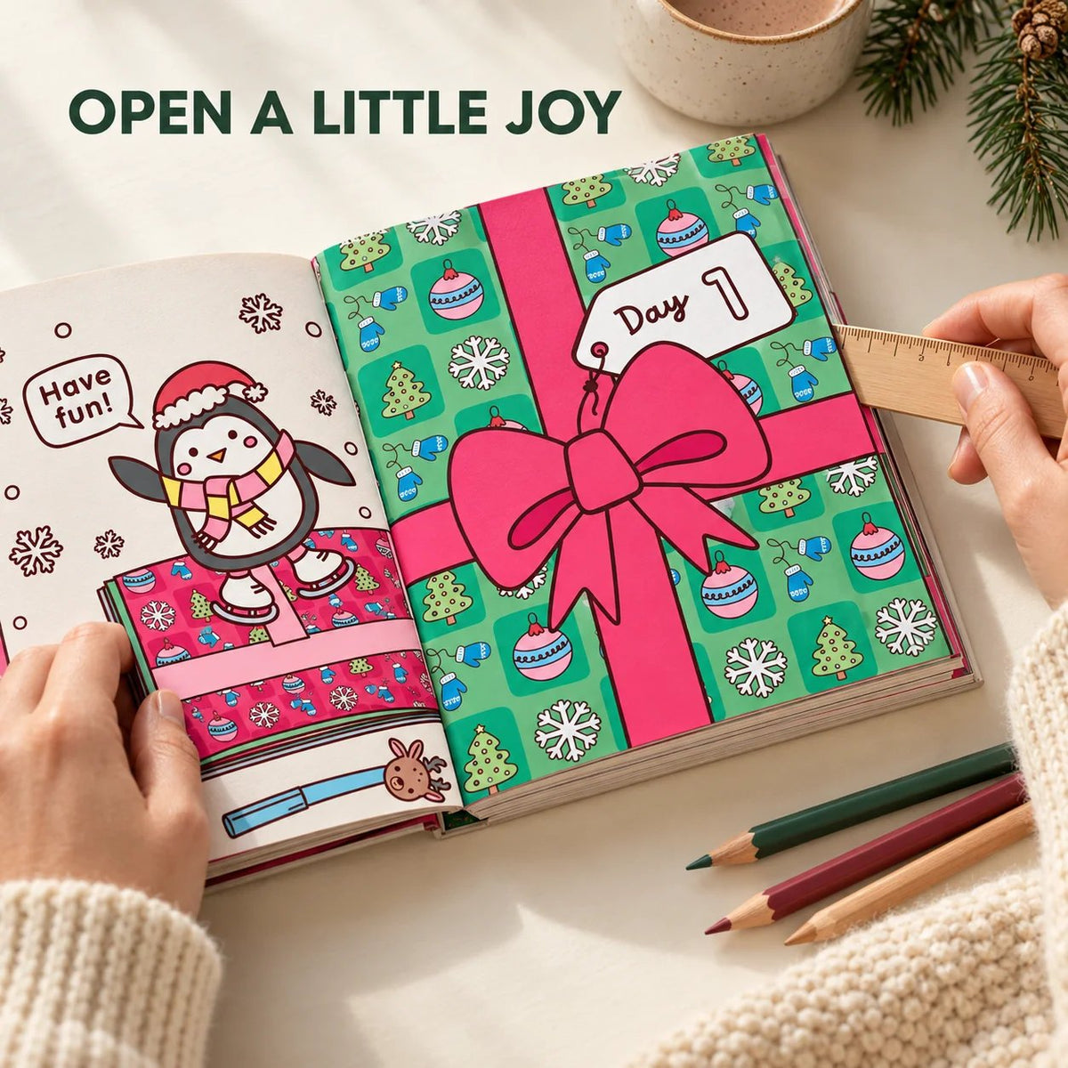 🎨 24-Day Christmas Colouring Advent Book – A New Festive Surprise Every Day 🎄