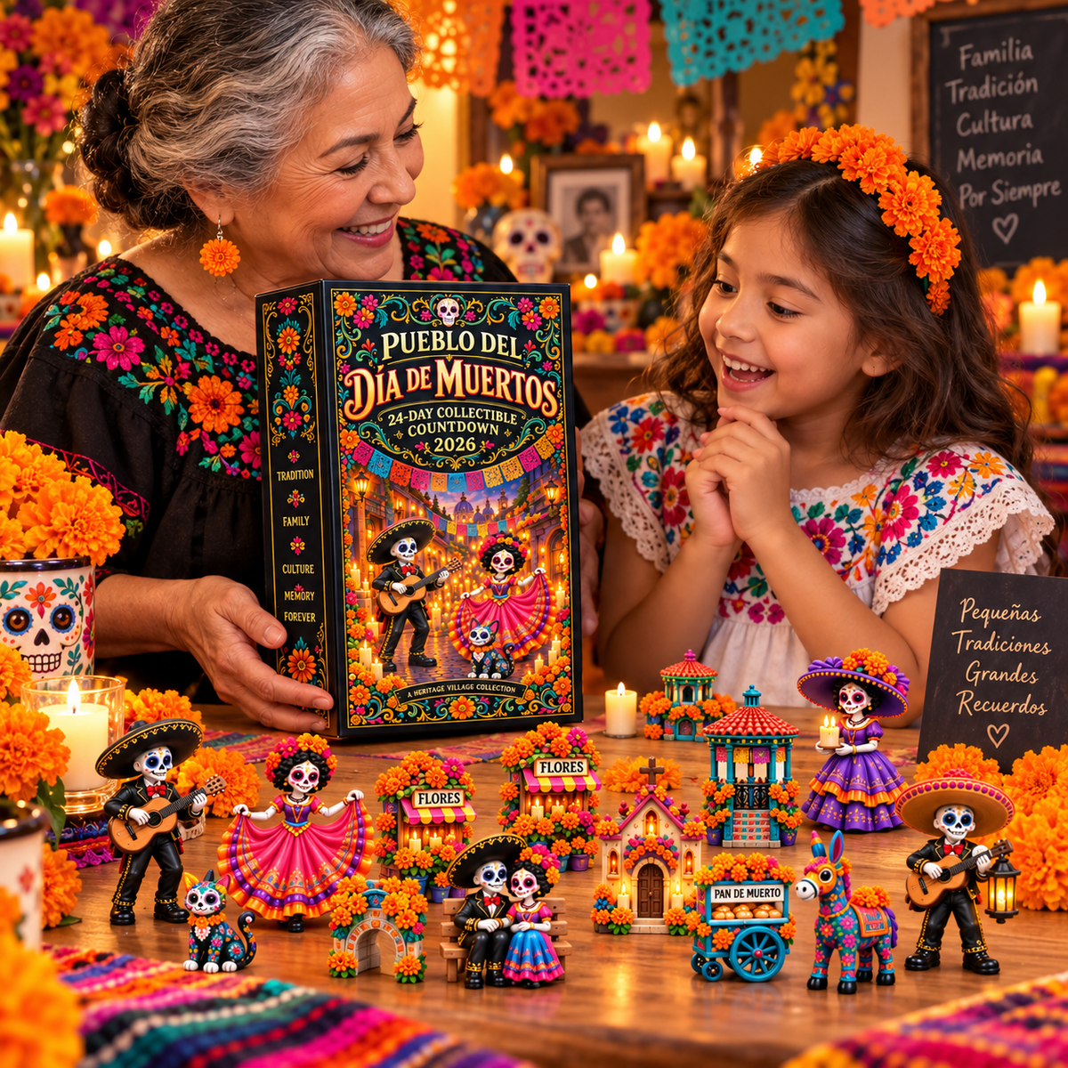 🔥Pueblo del Día de Muertos 2026 – 24-Day Day of the Dead Collectible Countdown Calendar with 24 Unique Miniatures