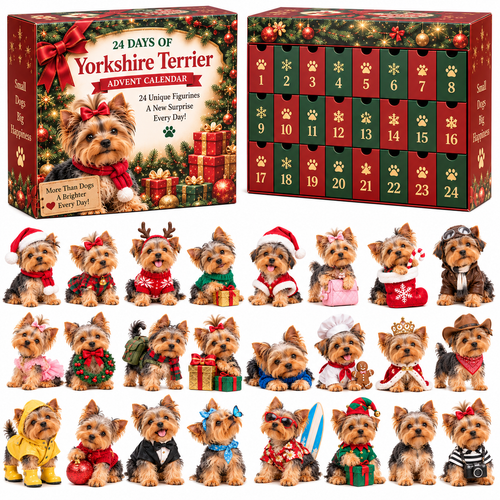❤️24 Days of Yorkshire Terrier – 24 Unique Yorkie Figurines | Christmas Collectible Gift Set❤️