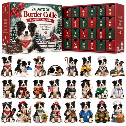 ❤️✨24 Days of Border Collie – 24 Unique Dog Figurines | Christmas Collectible Gift Set