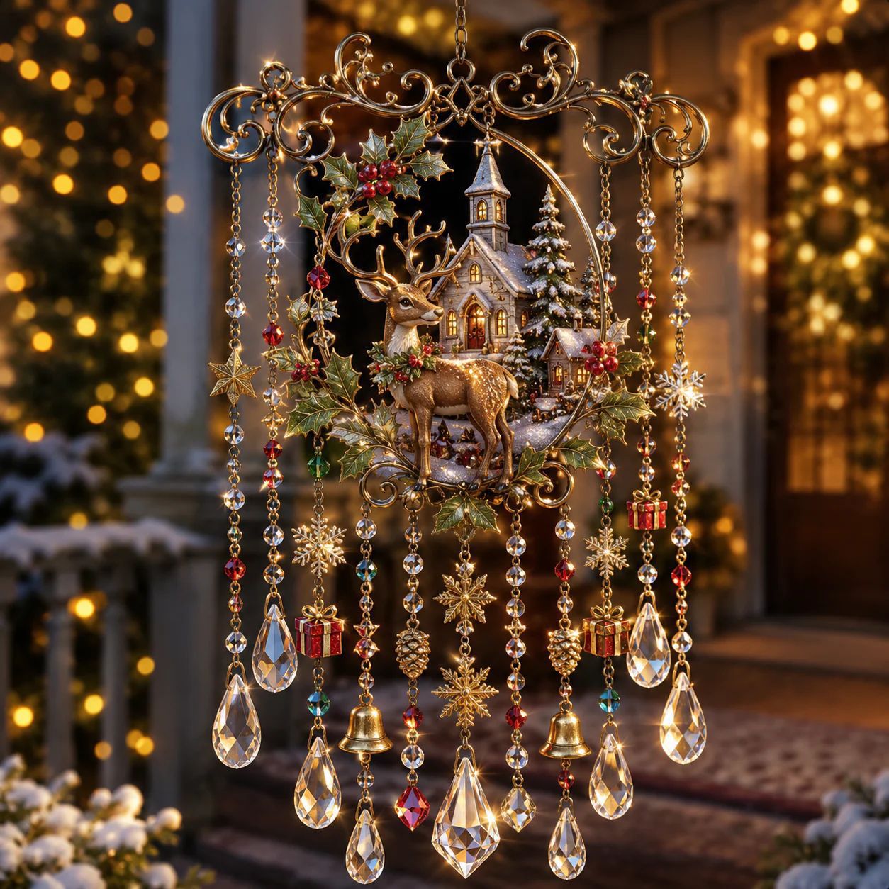 🎄 Limited-Time 50% OFF – Christmas Wind Chime with Crystal Drops🔔