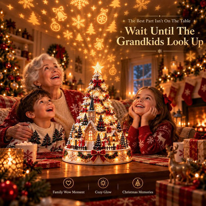 🎄Christmas Village Light-Up Tree – Festive LED Holiday Tabletop Decor