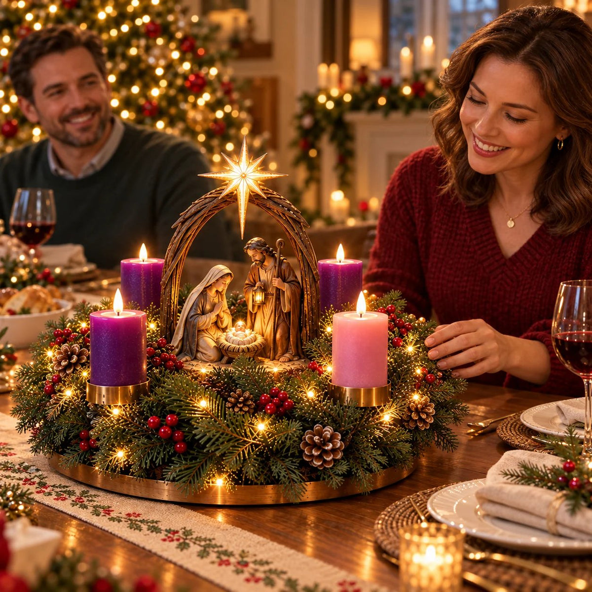 🔥 Limited-Time 49% OFF – ✝️ Lighted Nativity Advent Wreath – A Sacred 4-Week Christmas Tradition