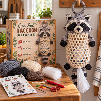 🧶Crochet Animal Bag Holder DIY Kit – Cute & Functional Hanging Storage Craft Kit🔥