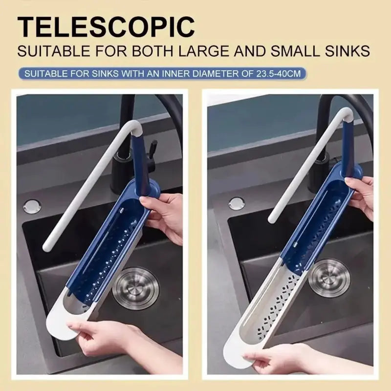 🧽 Adjustable Telescopic Sink Caddy – Drainable Organizer with Towel Bar