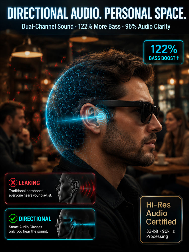 Wearable smart glasses directional audio concept
