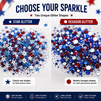 3-in-1 Patriotic Glow😍✨Red, White & Blue Glitter Body Stick