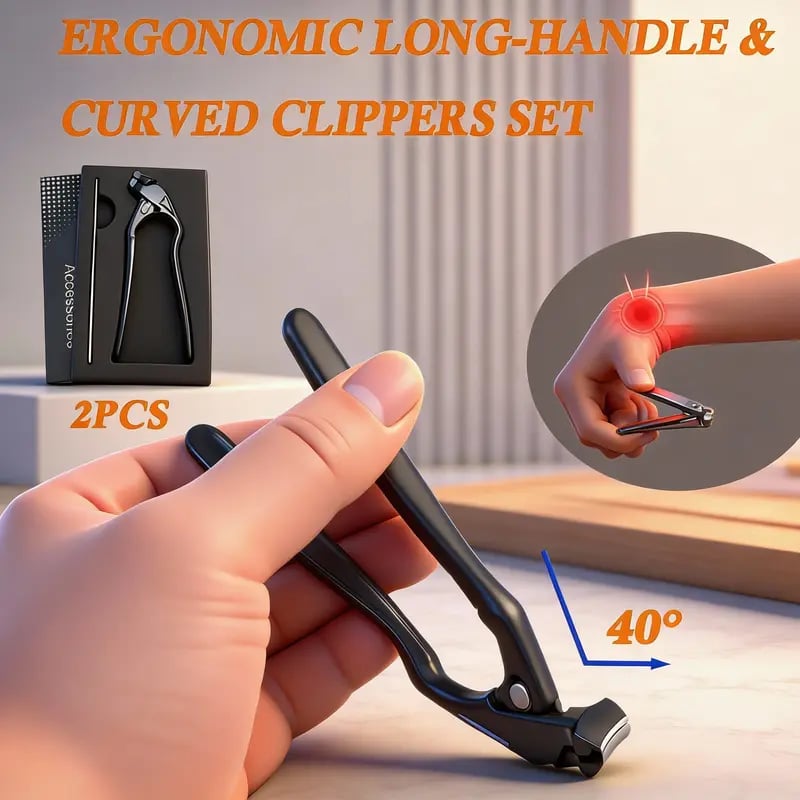 Black Curved Nail Clipper✂️  – Ergonomic & Easy for Seniors 🖤
