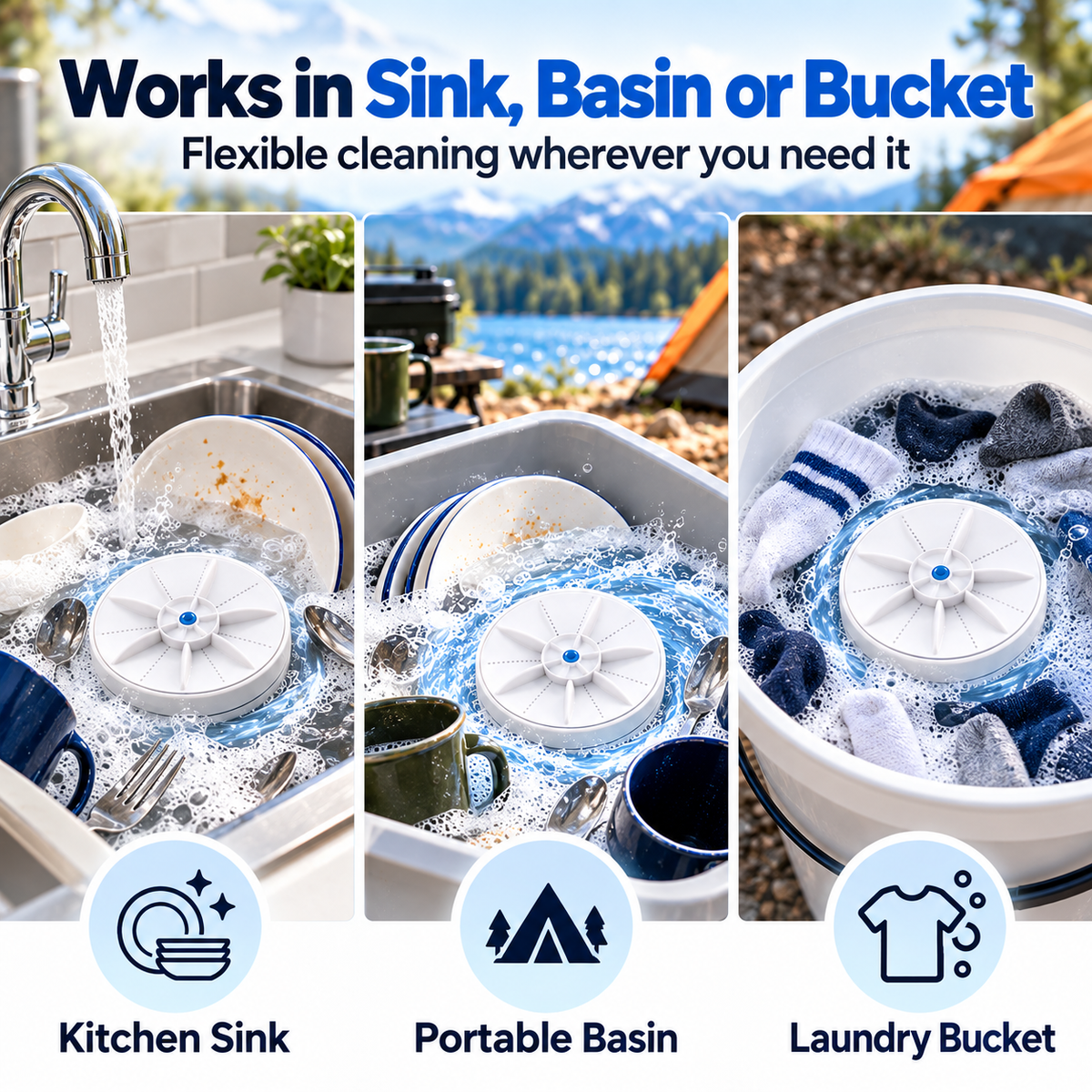 💦Smart Portable Washer – App-Controlled Dish & Laundry Cleaning Device