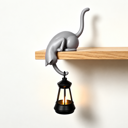 🐱 Cat Shelf Lantern Decor – Whimsical Hanging Light & Key Holder for Cozy Home Spaces
