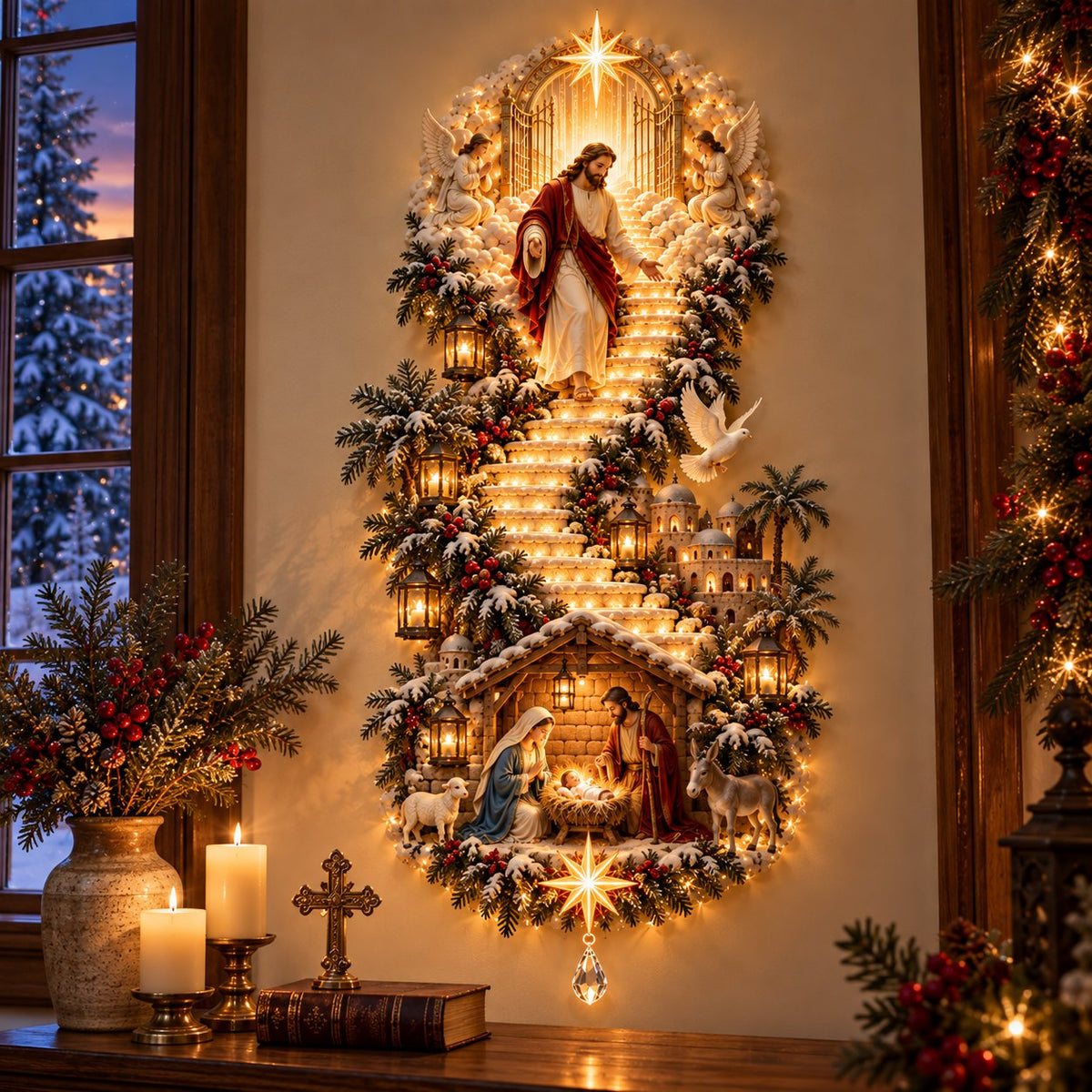 🎀✨ Last Day – 60% OFF!✨ Jesus Light of Heaven Christmas Wall Hanging✝️
