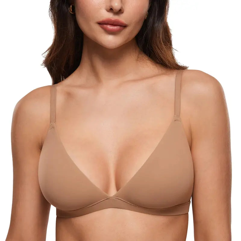 Women's Inbarely Triangle Bralette Plunge Unlined Seamless Bra No Underwire Sexy Comfortable Everyday