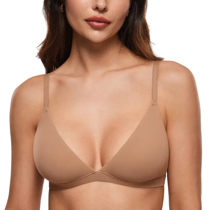 Women's Inbarely Triangle Bralette Plunge Unlined Seamless Bra No Underwire Sexy Comfortable Everyday