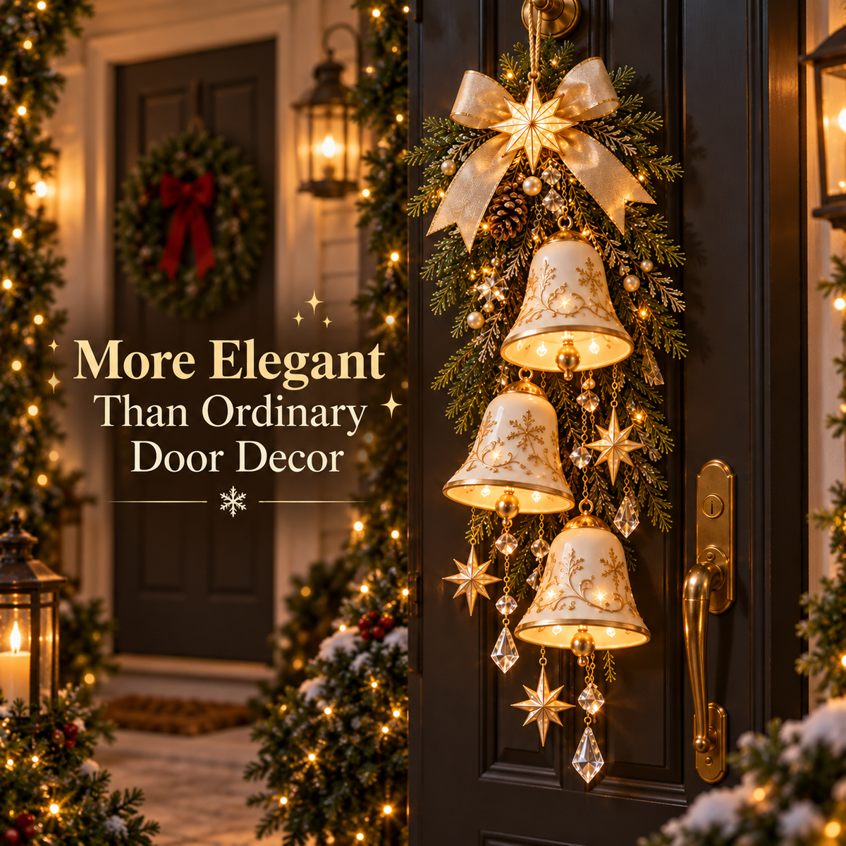 🎀🔔✨Last Day 49% OFF✨✨ Golden Bell Blessing Cascade™ – Lighted Christmas Door Decor