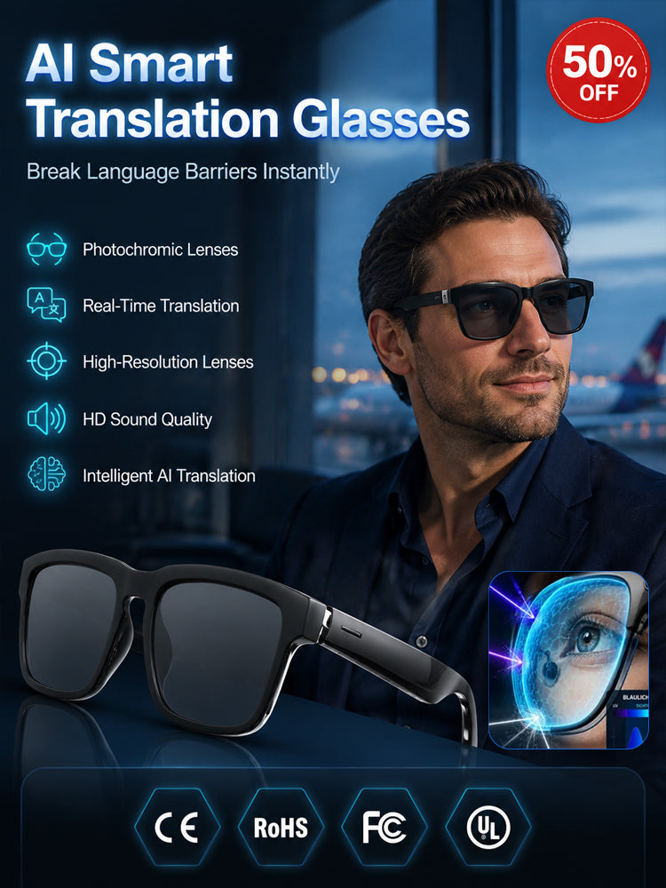 AI smart translation glasses black frame